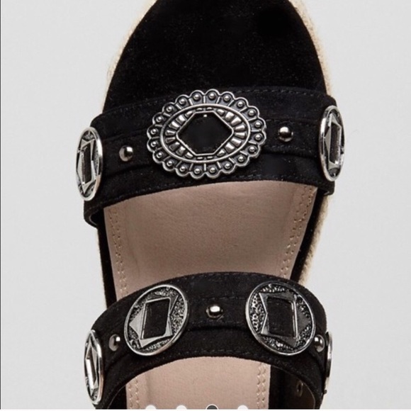 ASOS black boho western espadrilles  sandals - Picture 3 of 6